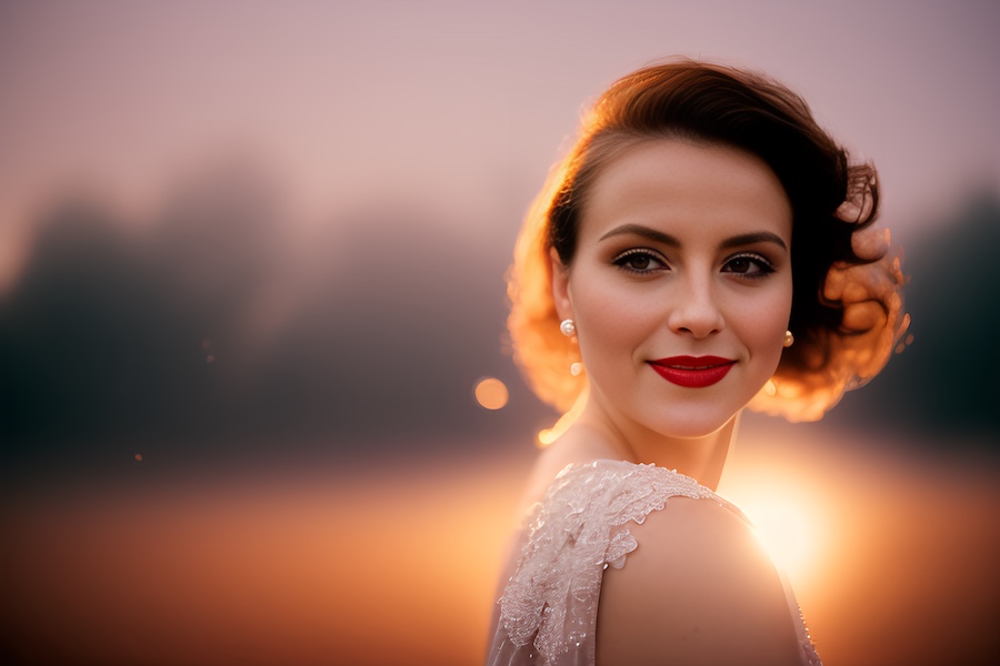 woman, posing, photo, sunset