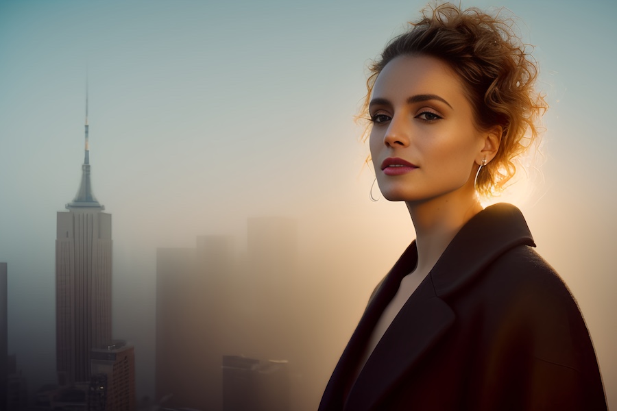 woman, black coat