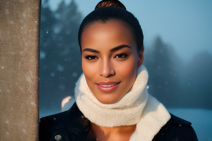 snow, scarf