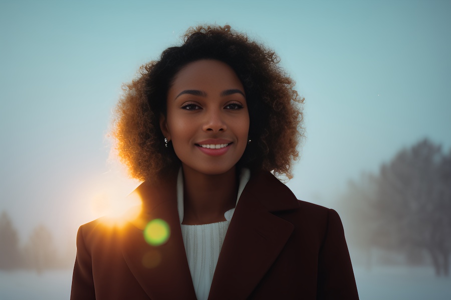 Young, African American, winter coat