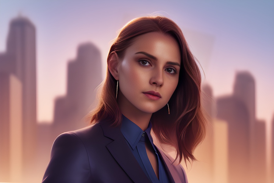 woman, suit, city.
