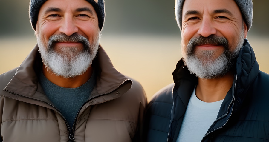 Two older men with beards showcasing their best leather bags for men in a smile-filled camera shot.