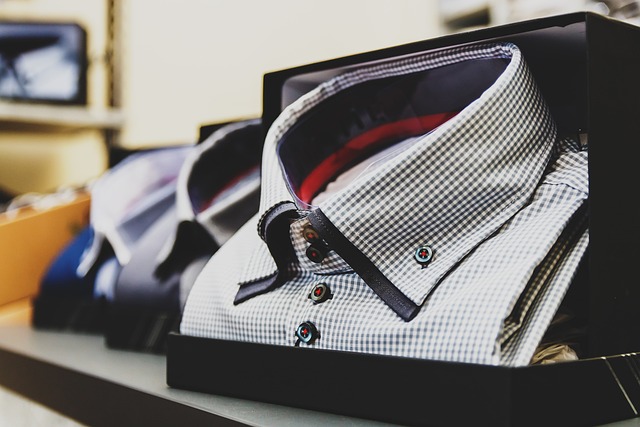 Outstanding men's shirts on display in a black box.