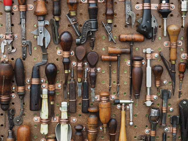 Many different types of the finest tools are displayed on a wall.