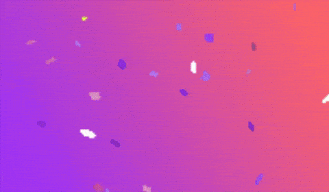 Confetti falls over a purple-to-pink gradient backdrop, setting a chic, trendy vibe for showcasing fashionable leather messenger bags.