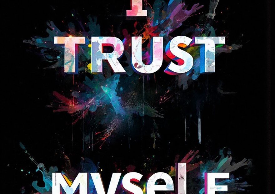 Bold, colorful “I TRUST Myself” text pops over vibrant paint splashes—echoing the confidence of trendsetters in chic accessories.