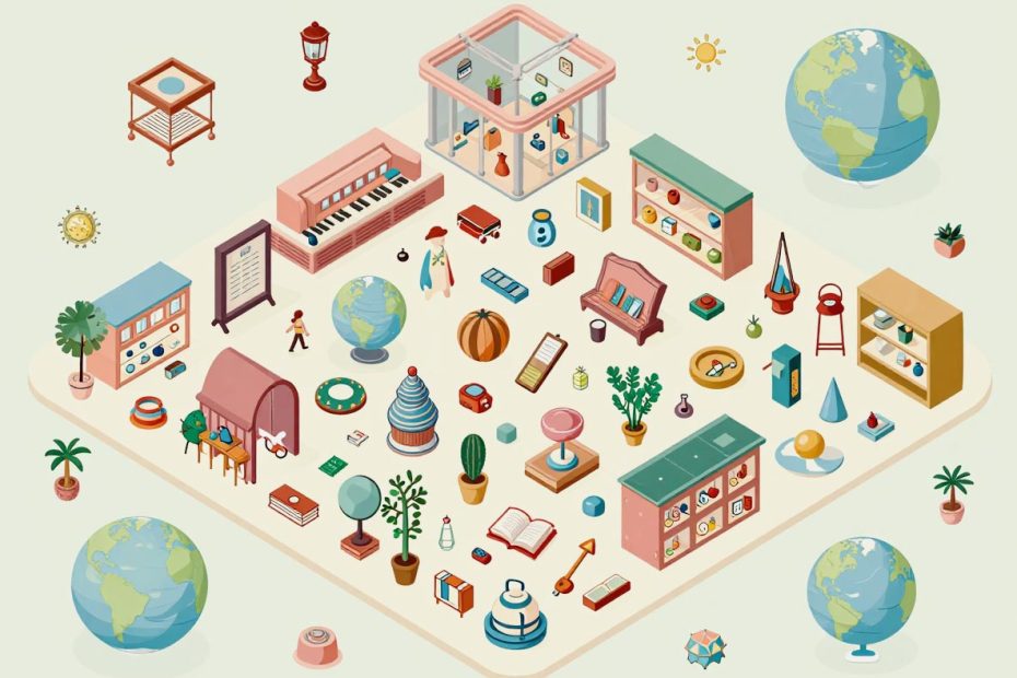 Isometric view of a vibrant classroom with a stylish DIY tote bag painting corner inspiring trendy, personalized accessory ideas.
