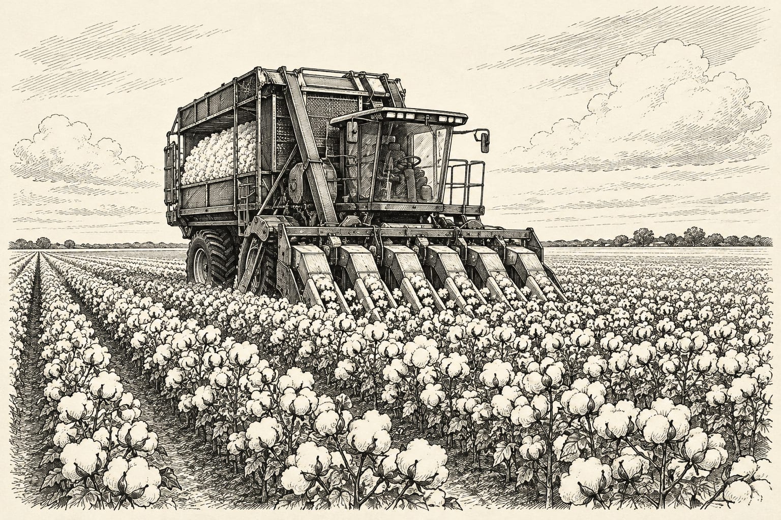 Cotton harvest in an American field