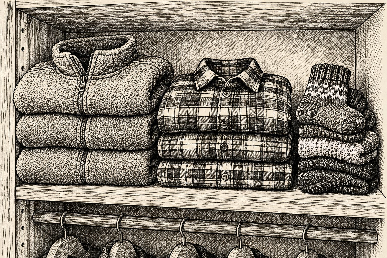 Folded fall layers ready for colder weather